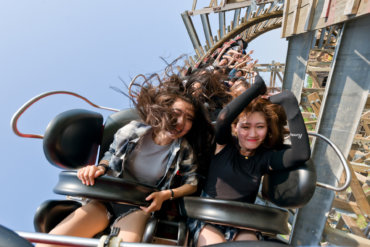 Girls on roller coaster